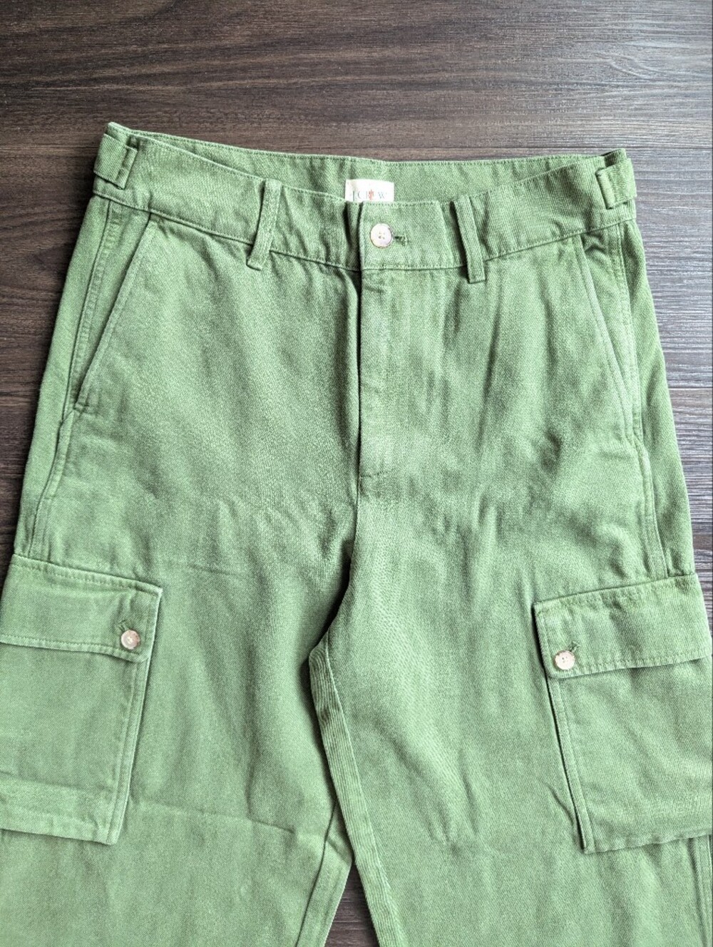 NWT J.Crew Green Wide Leg Cargo Heavyweight Twill Pants 28 High Rise Gorpcore - Picture 5 of 9